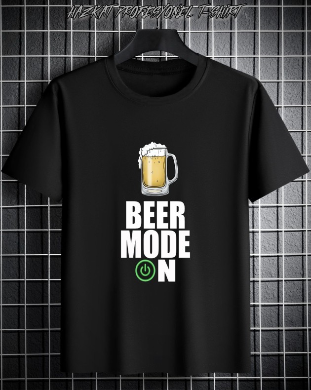 Siyah Beer mode on Baskılı Tshirt