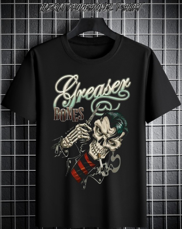 Siyah Greaser Baskılı Tshirt