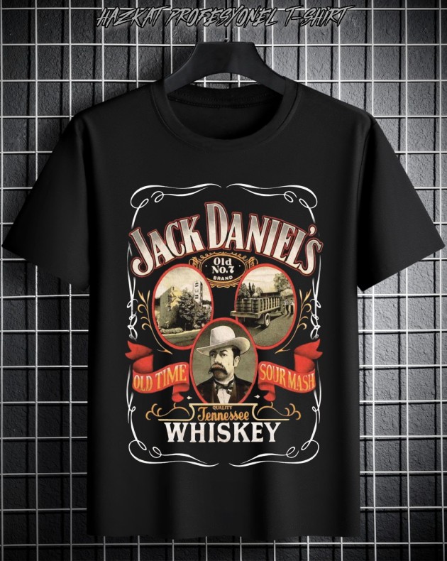 Siyah Whiskey Retro Baskılı Tshirt