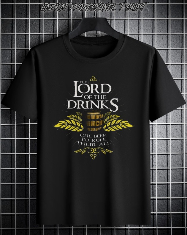 Siyah Lord Of Beer Baskılı Tshirt