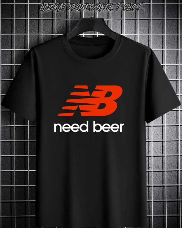 Siyah Need Beer Baskılı Tshirt
